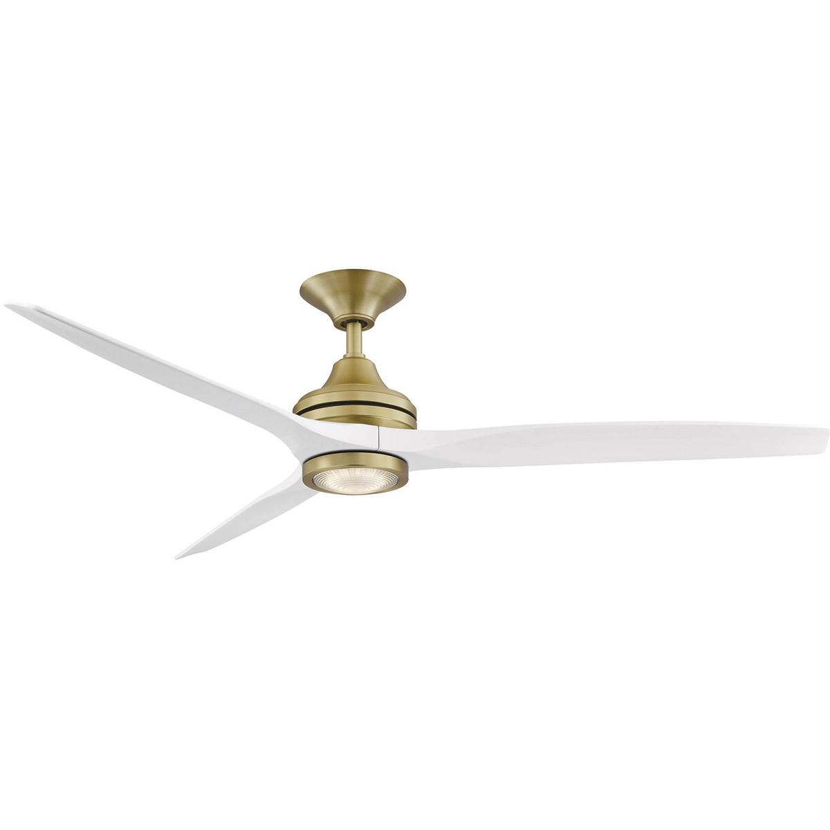 Fanimation FP6721BBS-60MW Spitfire 60 inch Brushed Satin Brass with Matte White Blades Indoor/Outdoor Ceiling Fan, Kit